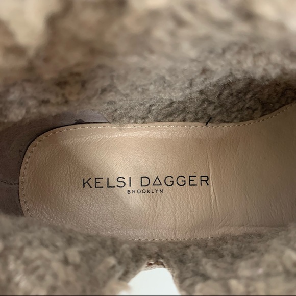Kelsi Dagger Split Ankle Booties Sherpa Fold Top Taupe Brown Textured Size 6 - Picture 13 of 15